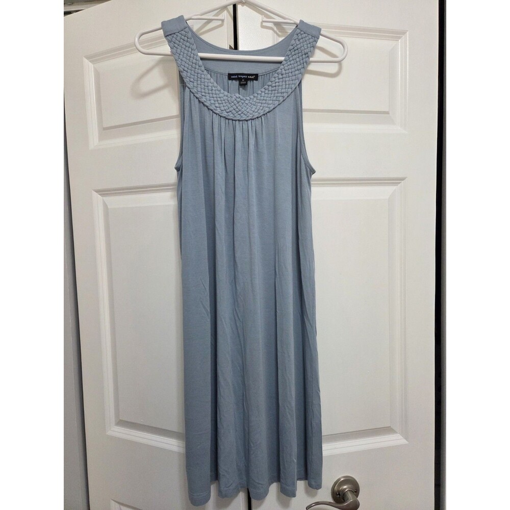 Saint Tropez West Women's Sleeveless Dress, Blue, Braided Neckline, Medium